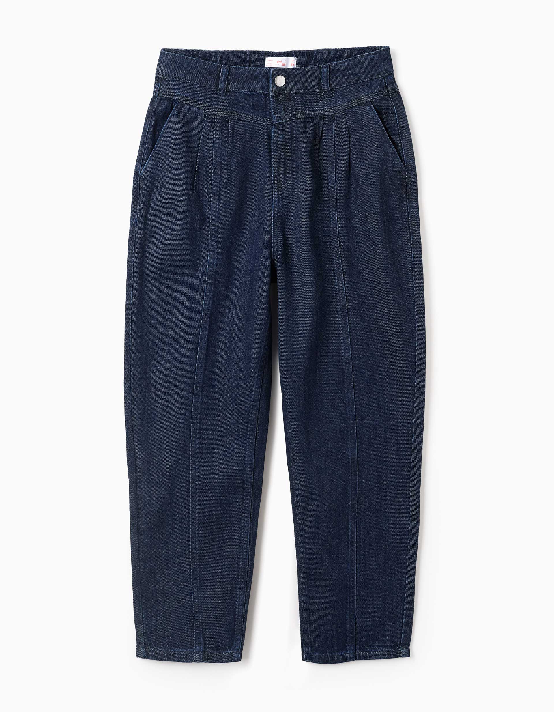 Barrel fit jeans with pleats You&Me for women, dark blue
