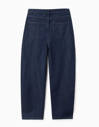 Barrel fit jeans with pleats You&Me for women, dark blue