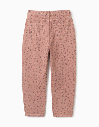 Barrel twill trousers with floral pattern You&Me for women, brown