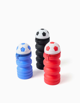 Estojo extensível de silicone com bola de futebol para criança, sortido