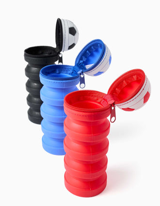 Estojo extensível de silicone com bola de futebol para criança, sortido