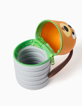 Estojo extensível de silicone com o Slinky para criança, castanho/cinza