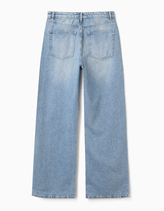 Calças de ganga wide leg You&Me para mulher, azul-claro