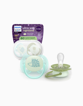 Lot de 2 Sucettes Ultra Soft Night Philips Avent, 0-6M 