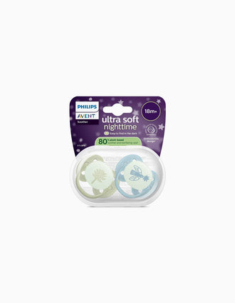 Pack de 2 Chupetes Ultra Soft Night Philips Avent, 18M+