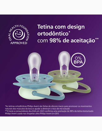 Pack de 2 Chupetes Ultra Soft Night Philips Avent, 18M+