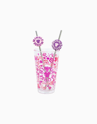 Glass with 2 straws Disney Minnie Mouse Cherrylicious 480 ml