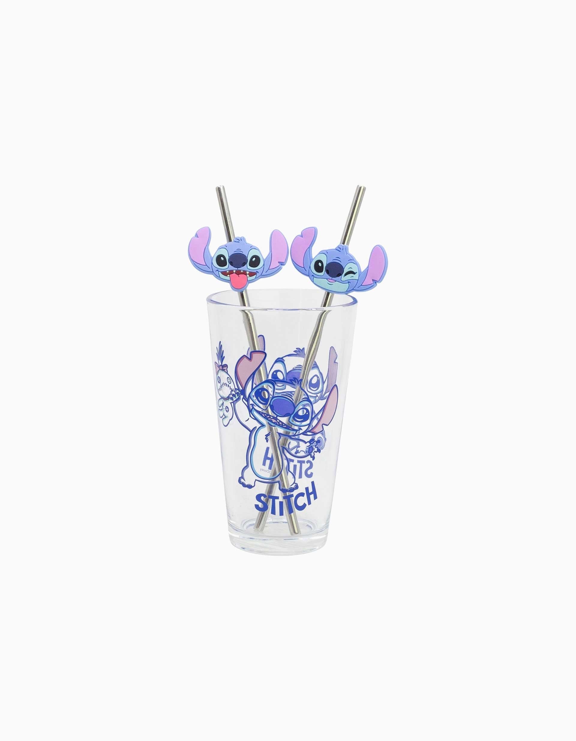 Glass with 2 straws Disney Stitch Aloha 480 ml