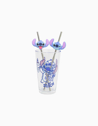 Glass with 2 straws Disney Stitch Aloha 480 ml