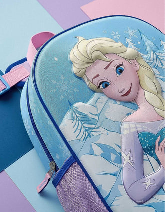Backpack with 3D print Disney Frozen for babies and children, blue/pink