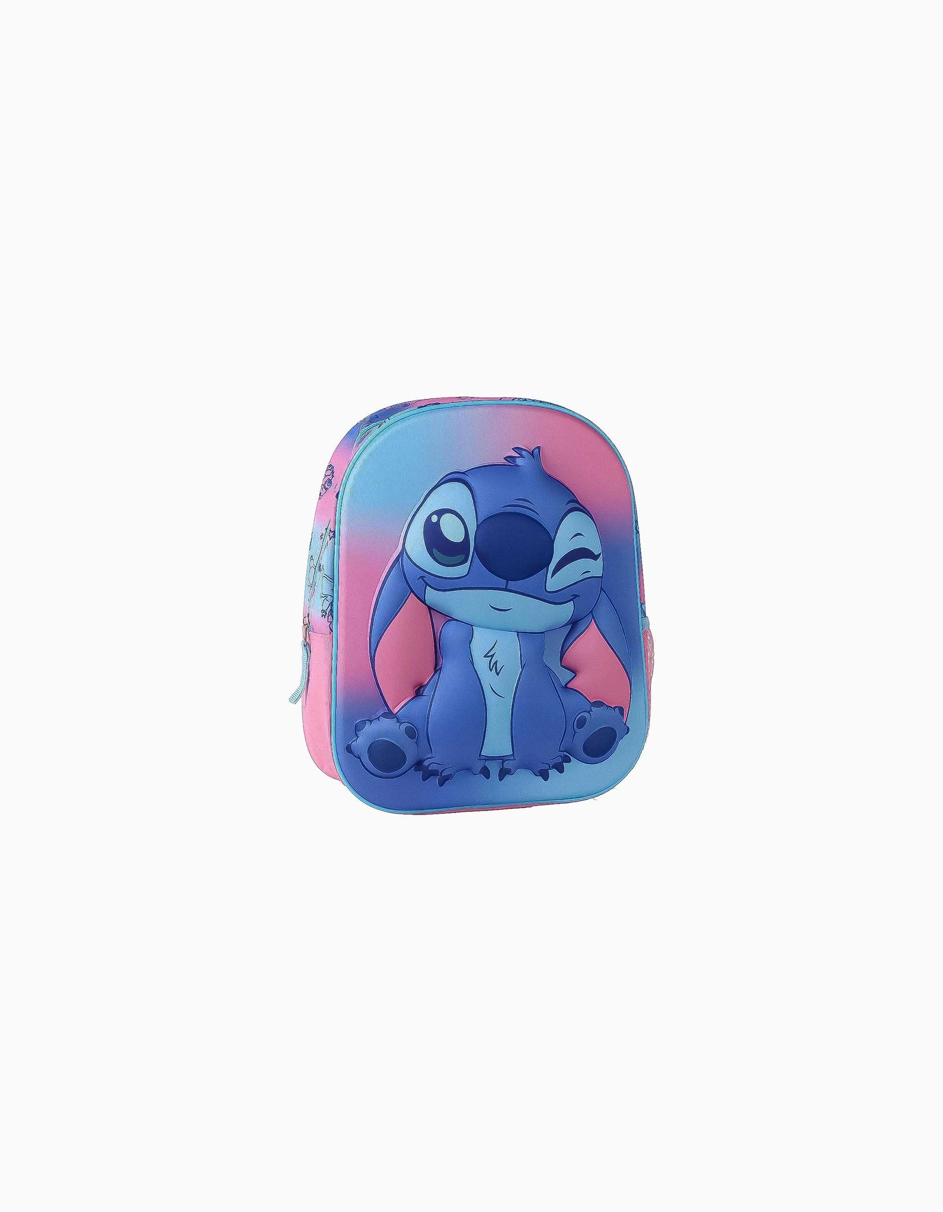 Backpack with 3D print Disney Stitch for babies and children, blue/pink