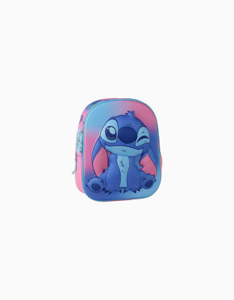 Backpack with 3D print Disney Stitch for babies and children, blue/pink
