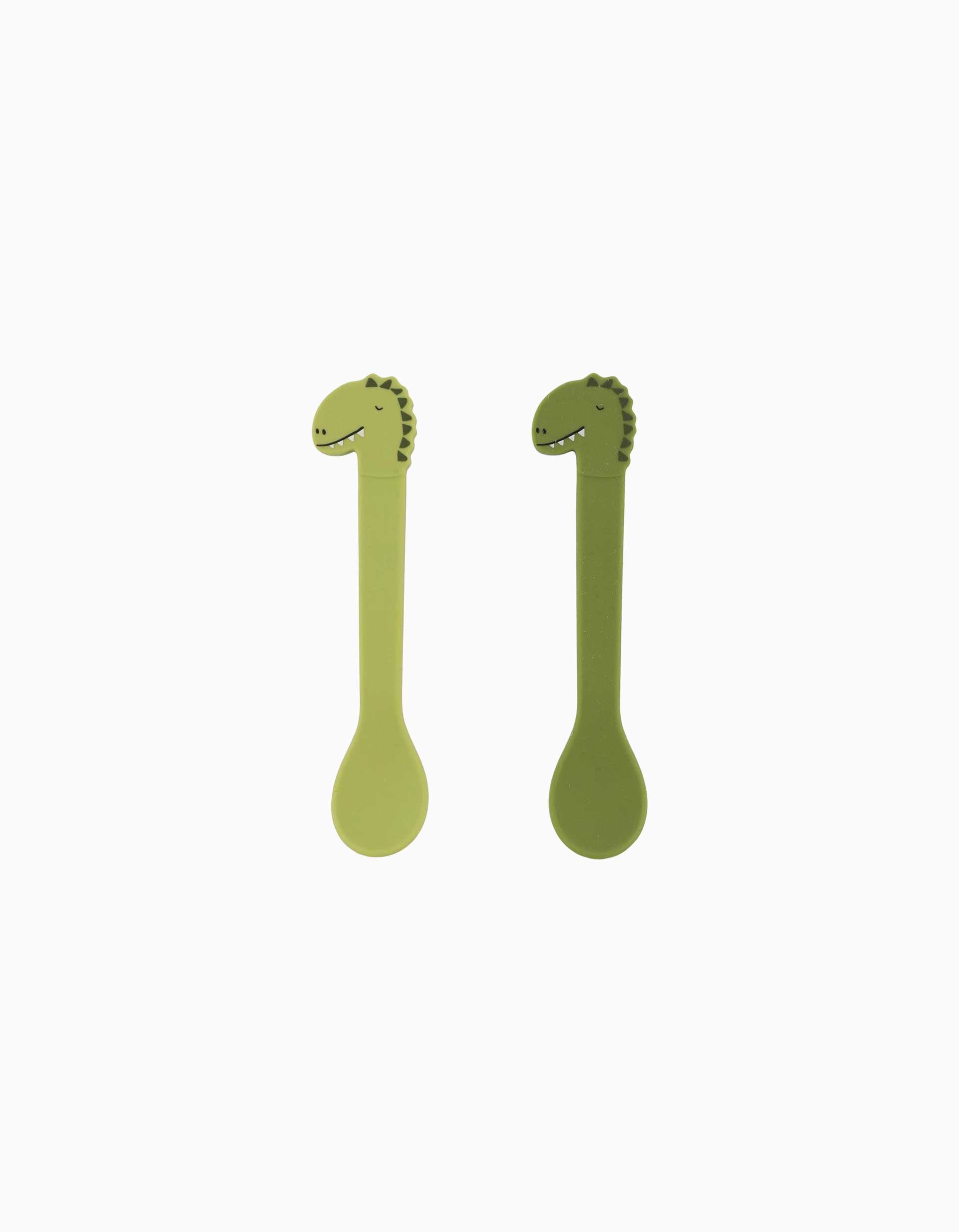 Pack of 2 Silicone Spoons Mr. Dino Trixie 4M+, Green