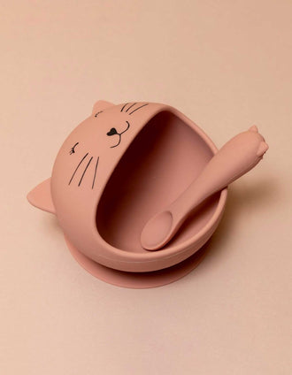 Silicone Meal Set for Babies Mrs. Cat Trixie 4M+, Pink