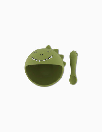 Silicone Meal Set for Babies Mr. Dino Trixie 4M+, Green