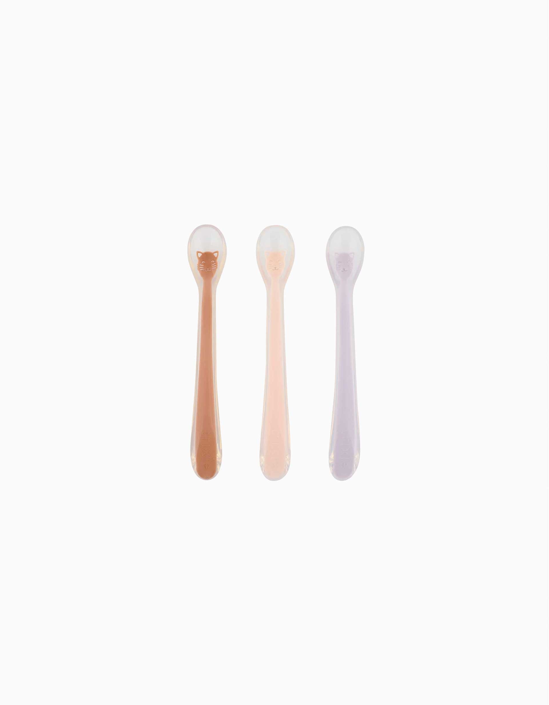 Pack of 3 Soft Silicone Spoons Mrs. Cat Trixie 4M+