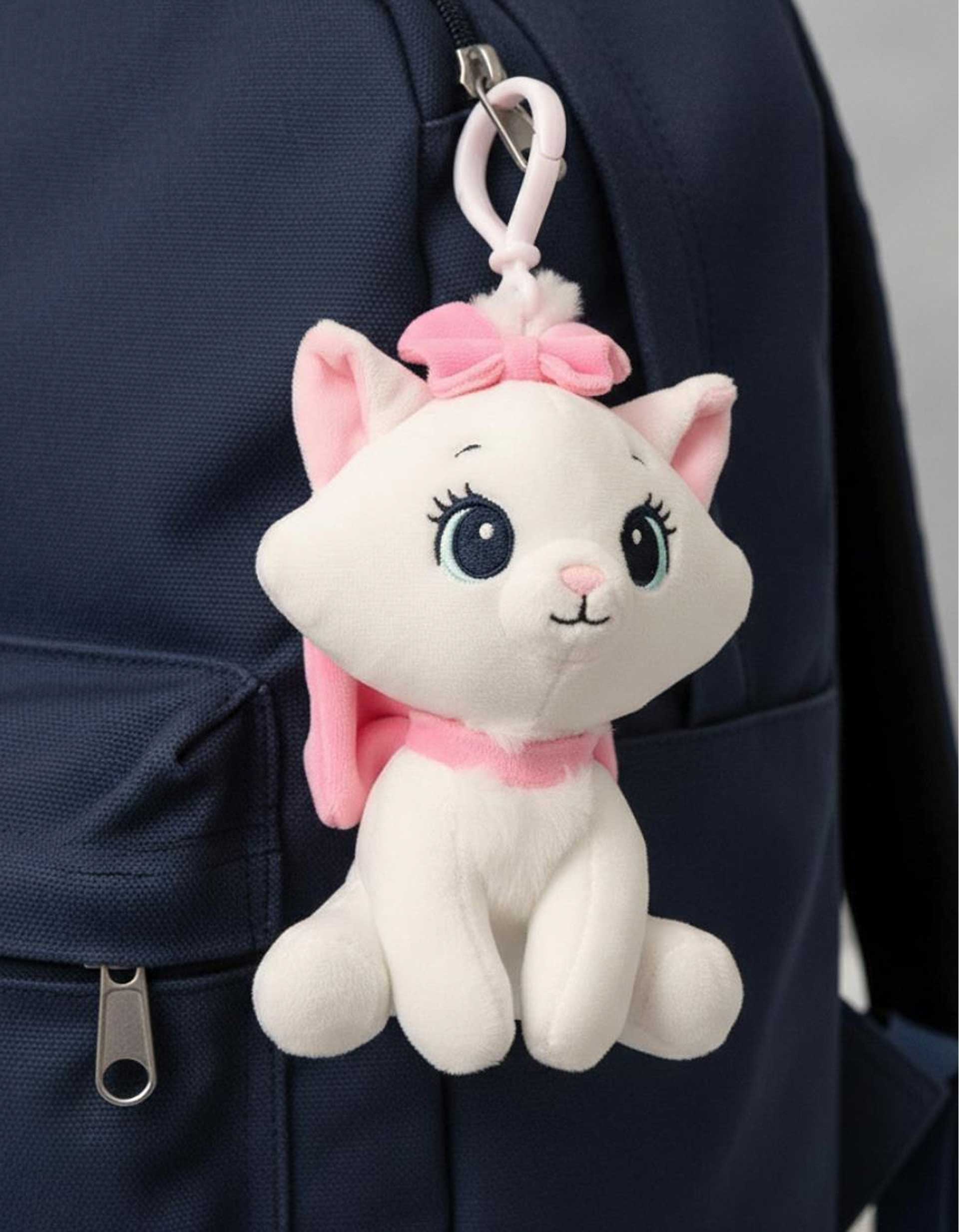 Plush keyring Disney Marie for children, white/pink