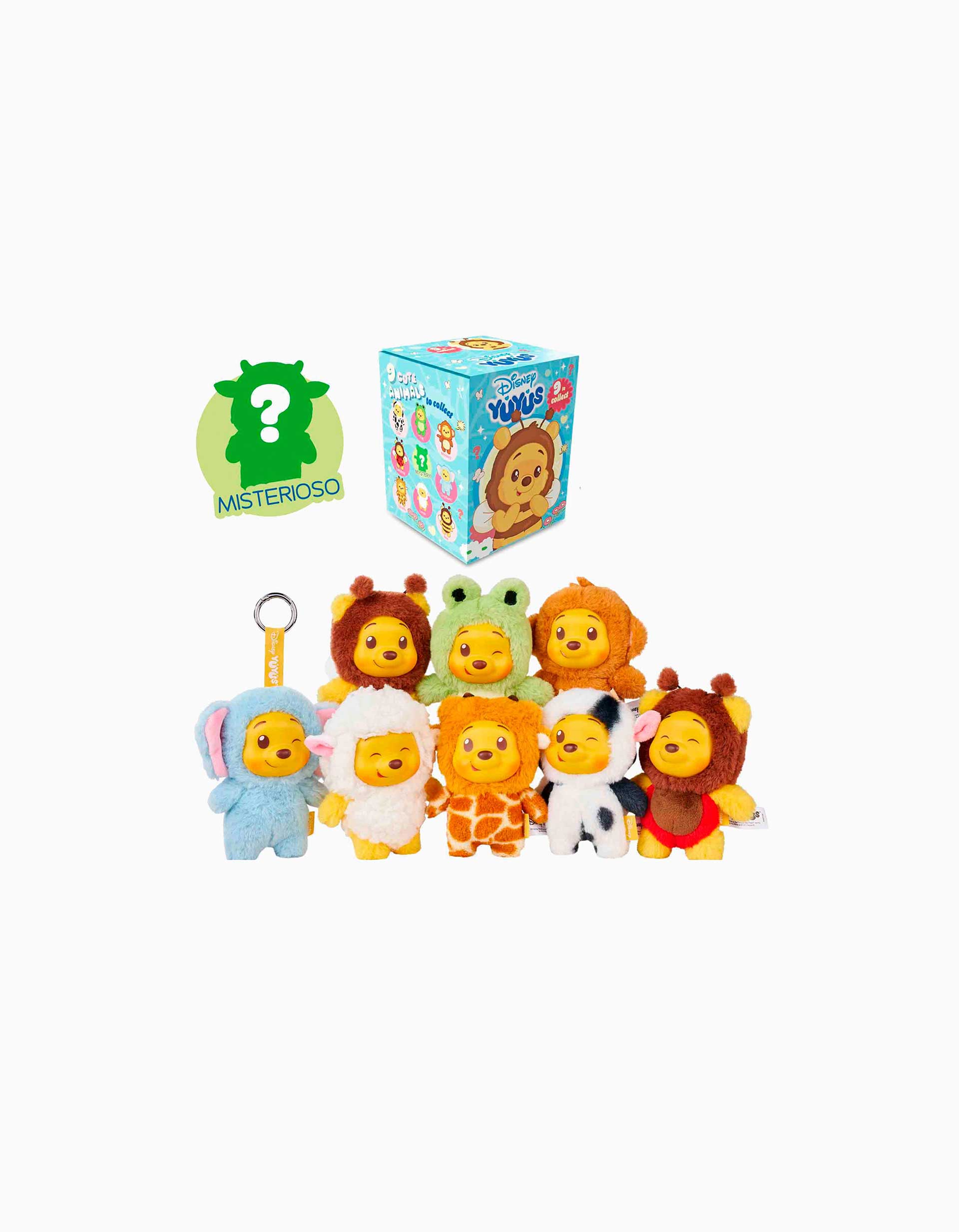 Porta-chaves de peluche Disney Yuyus Winnie the Pooh para criança, sortido