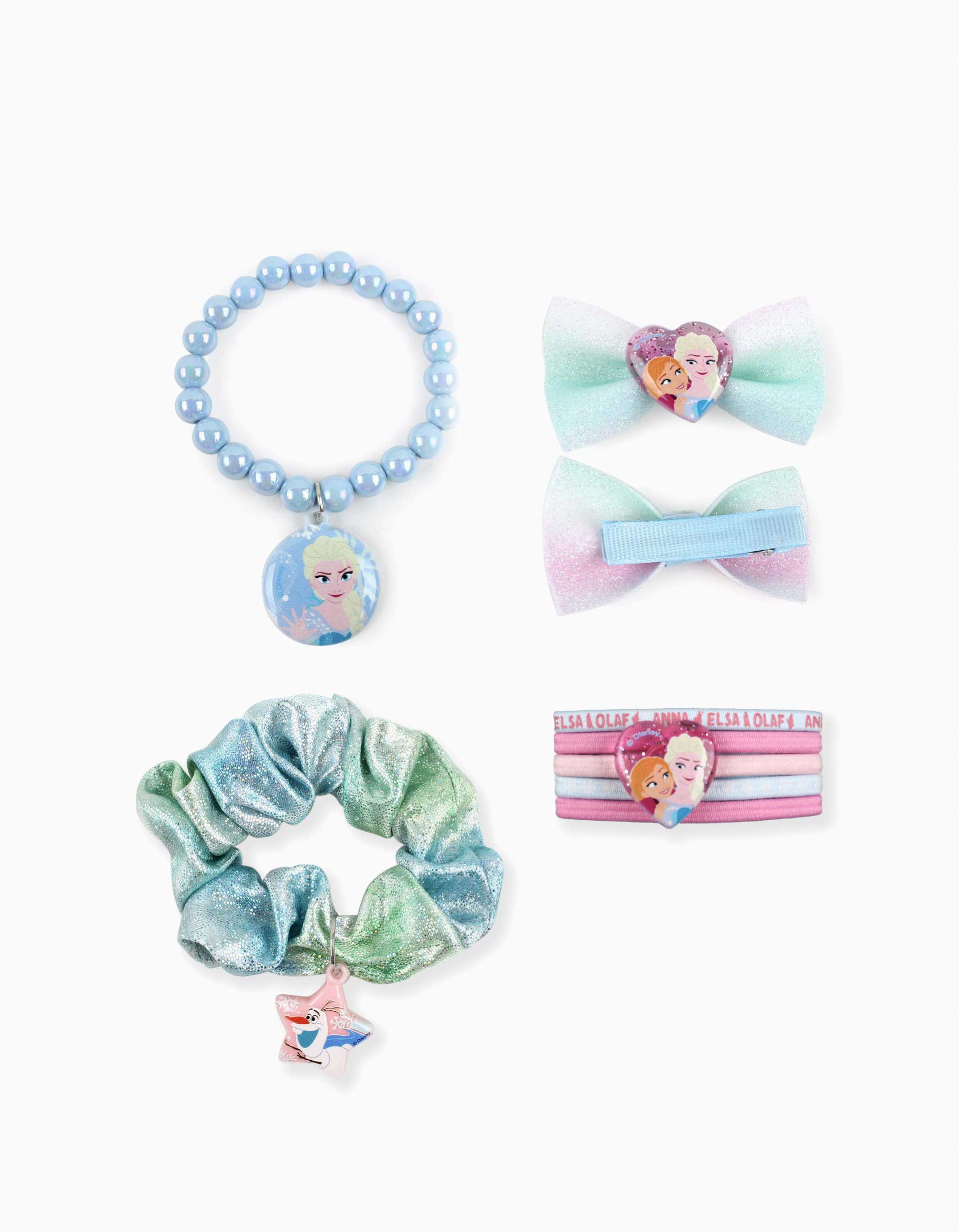 Bolsa com acessórios de cabelo Disney Frozen para criança, multicolor