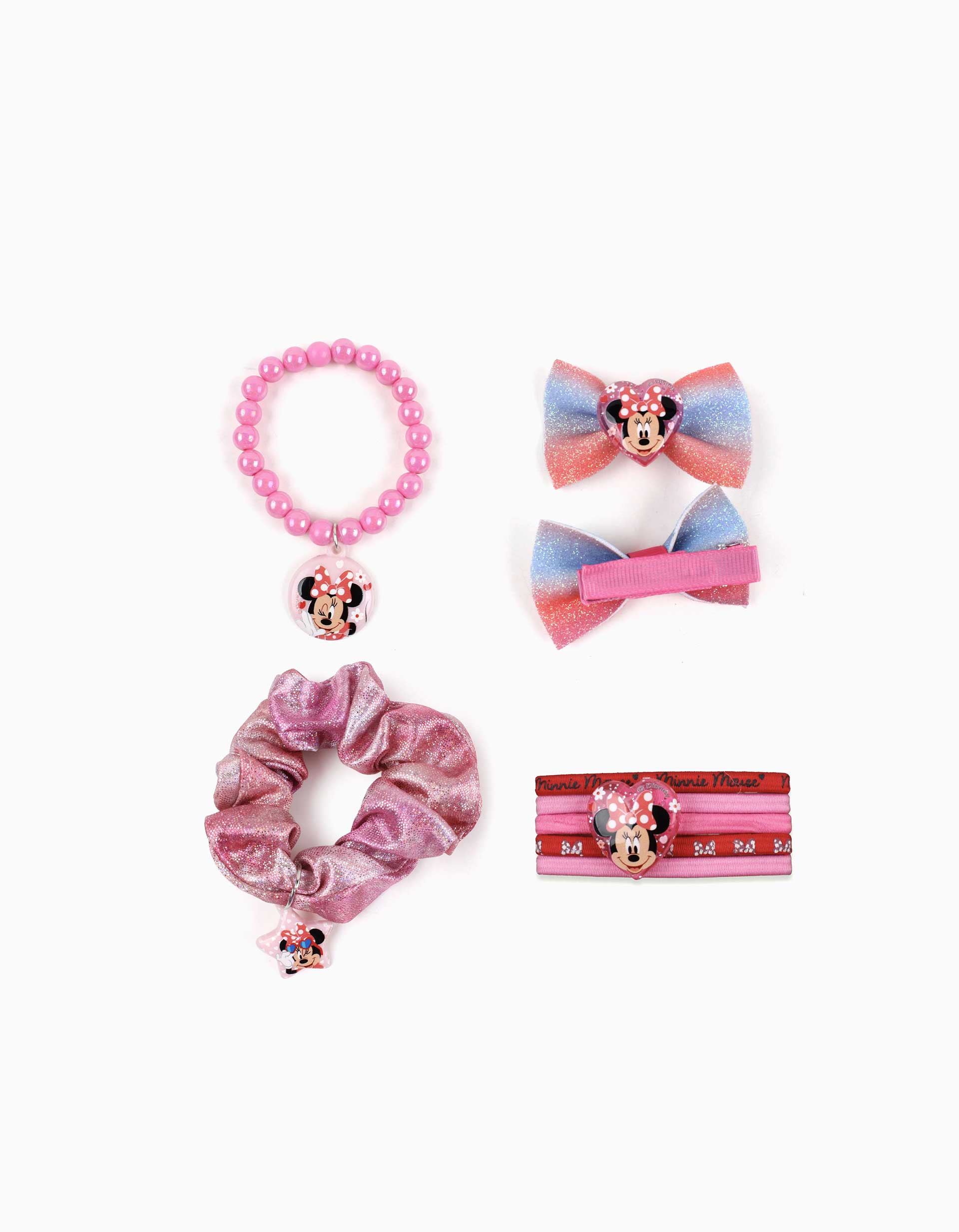 Bolsa com acessórios de cabelo Disney Minnie para criança, rosa