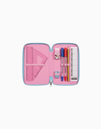 Triple pencil case 43 pieces Disney Minnie for children, pink