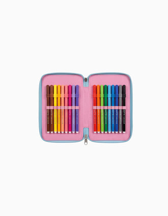 Triple pencil case 43 pieces Disney Minnie for children, pink