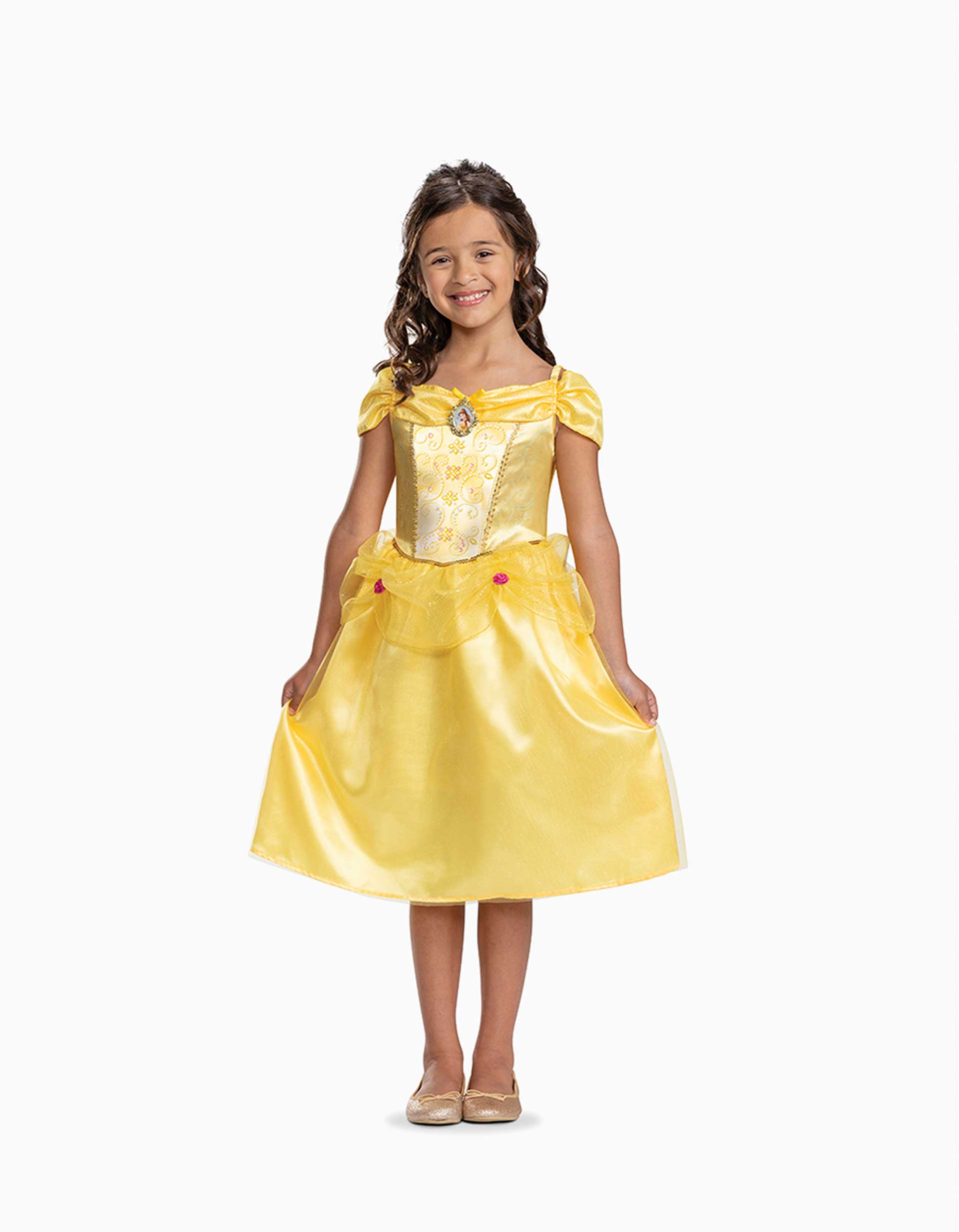 Disfarce Disney Bela com detalhes em tule para menina, amarelo