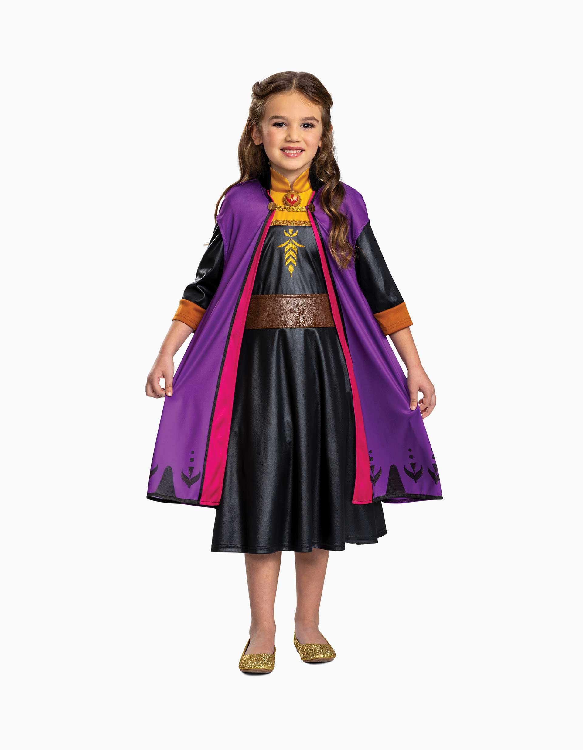 Disfarce Disney Frozen Anna com capa para menina, multicolor