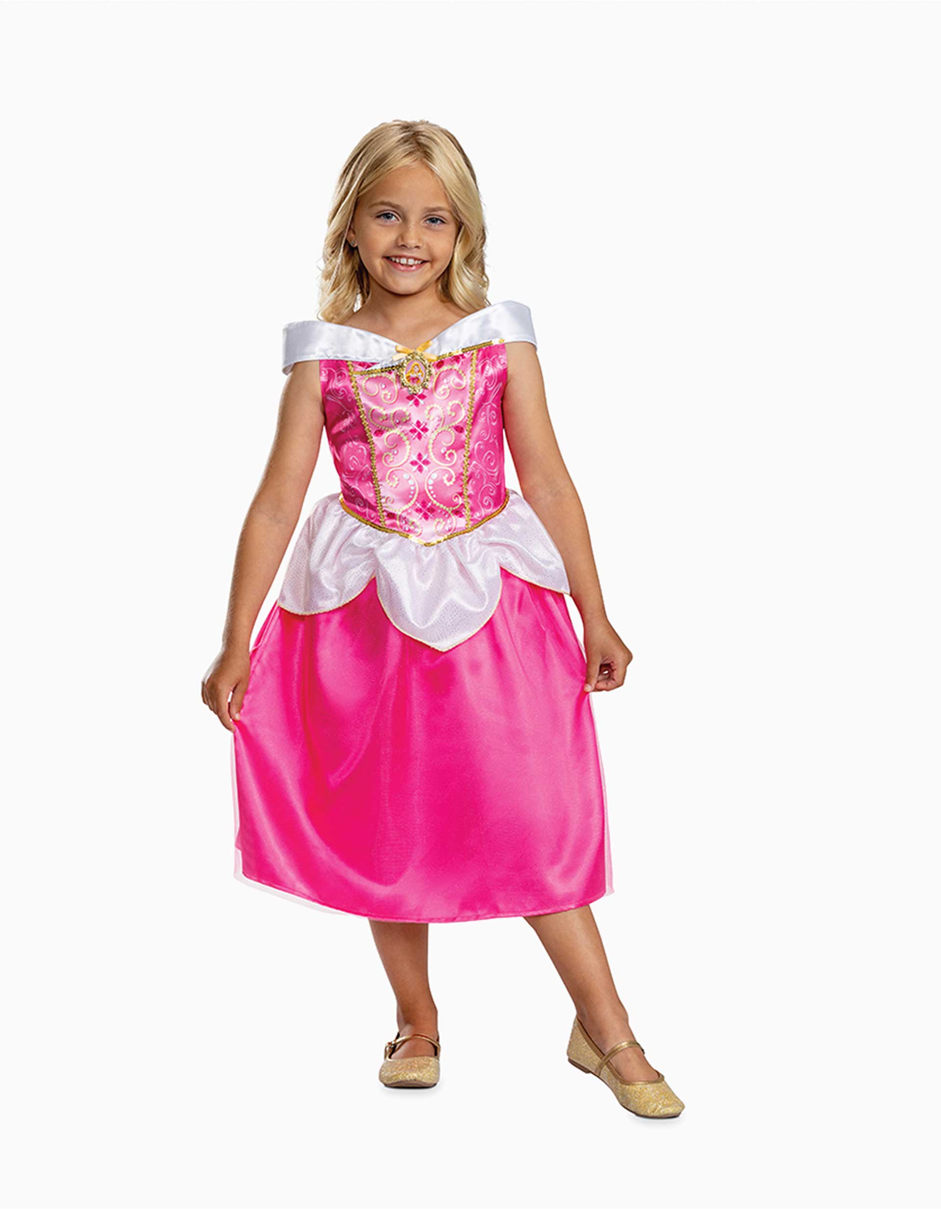 Disfarce Disney Bela Adormecida com detalhes em tule para menina, rosa