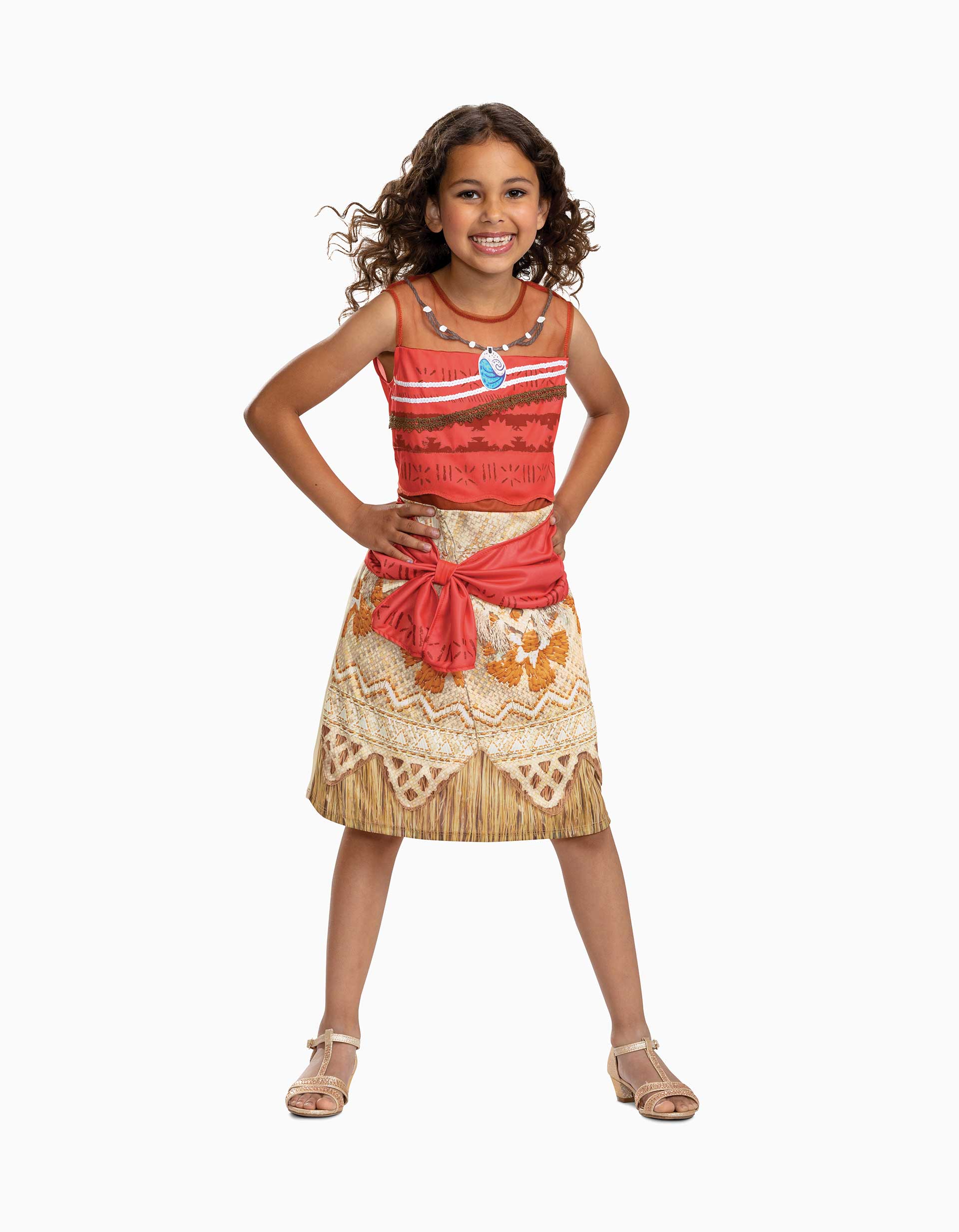 Disfarce Disney Vaiana para menina, bege/laranja