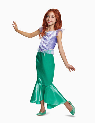 Disfarce Disney Ariel com detalhes em tule para menina, roxo/verde