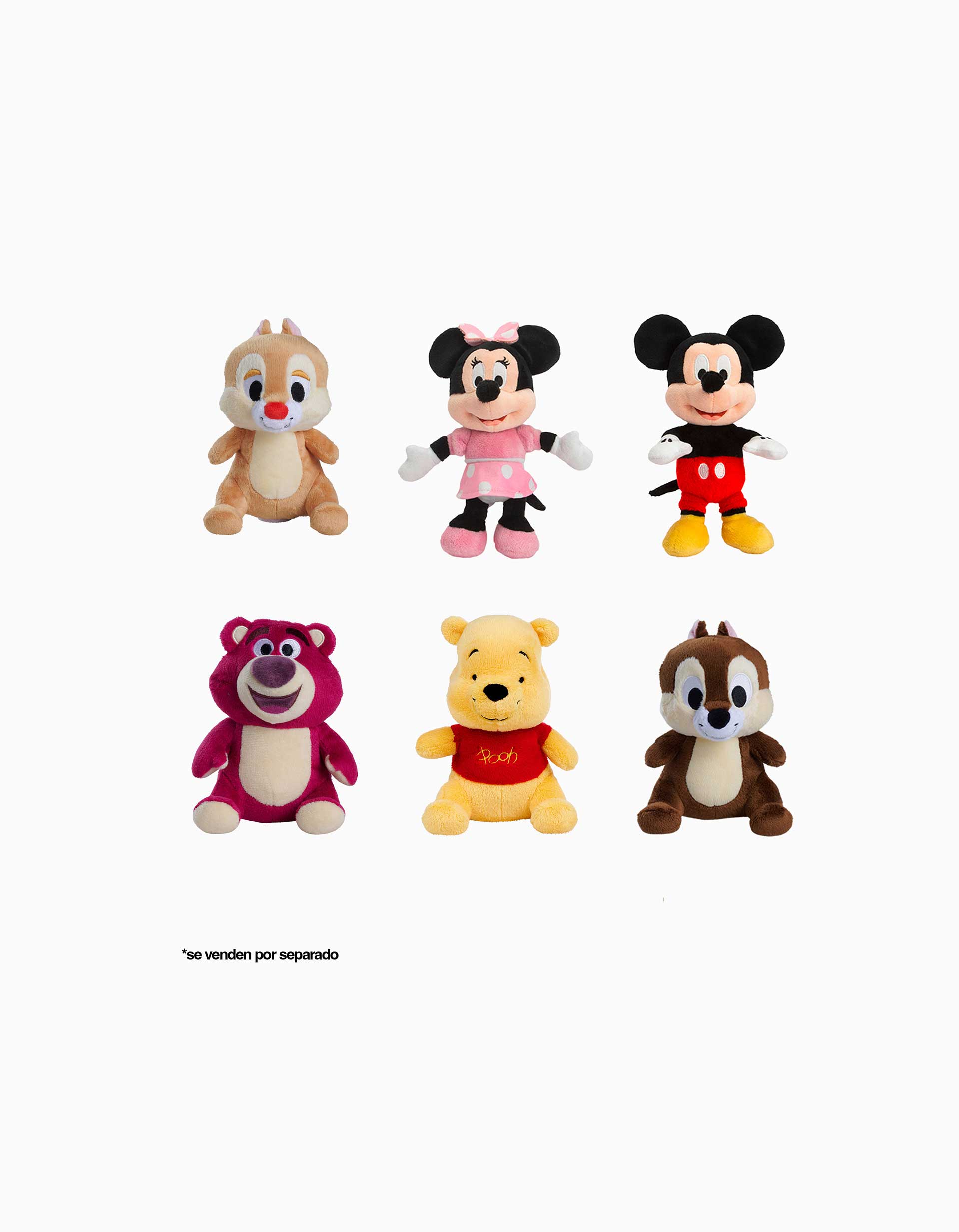 Mini Peluche Personagens Disney 15 cm, Sortido