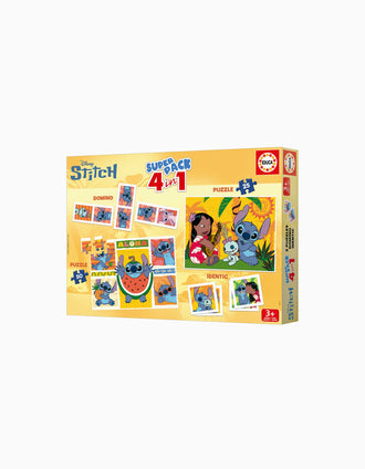 Jogo de Tabuleiro Superpack 4-em-1 Disney Stitch