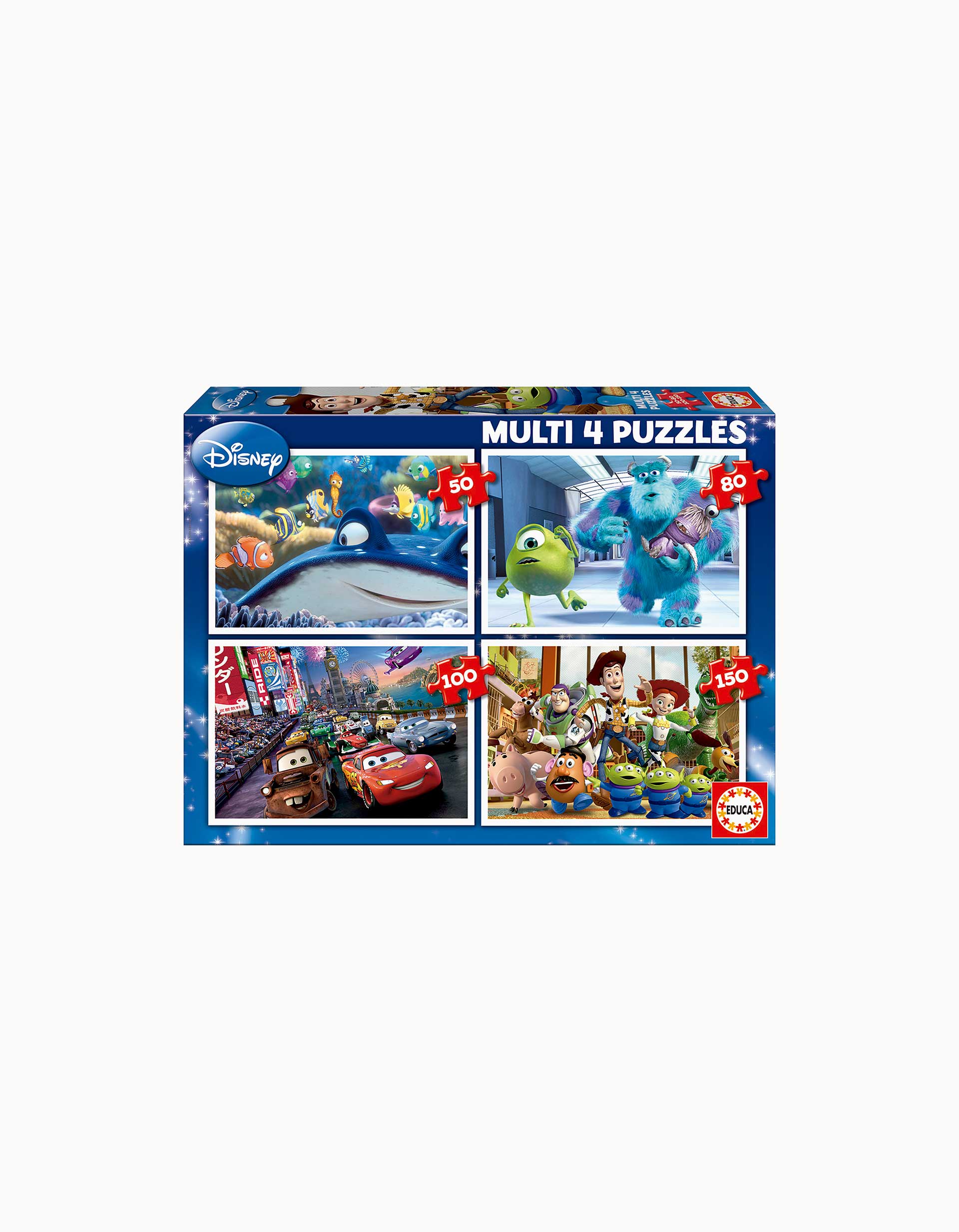 Conjunto de 4 Puzzles com Personagens Disney Pixar