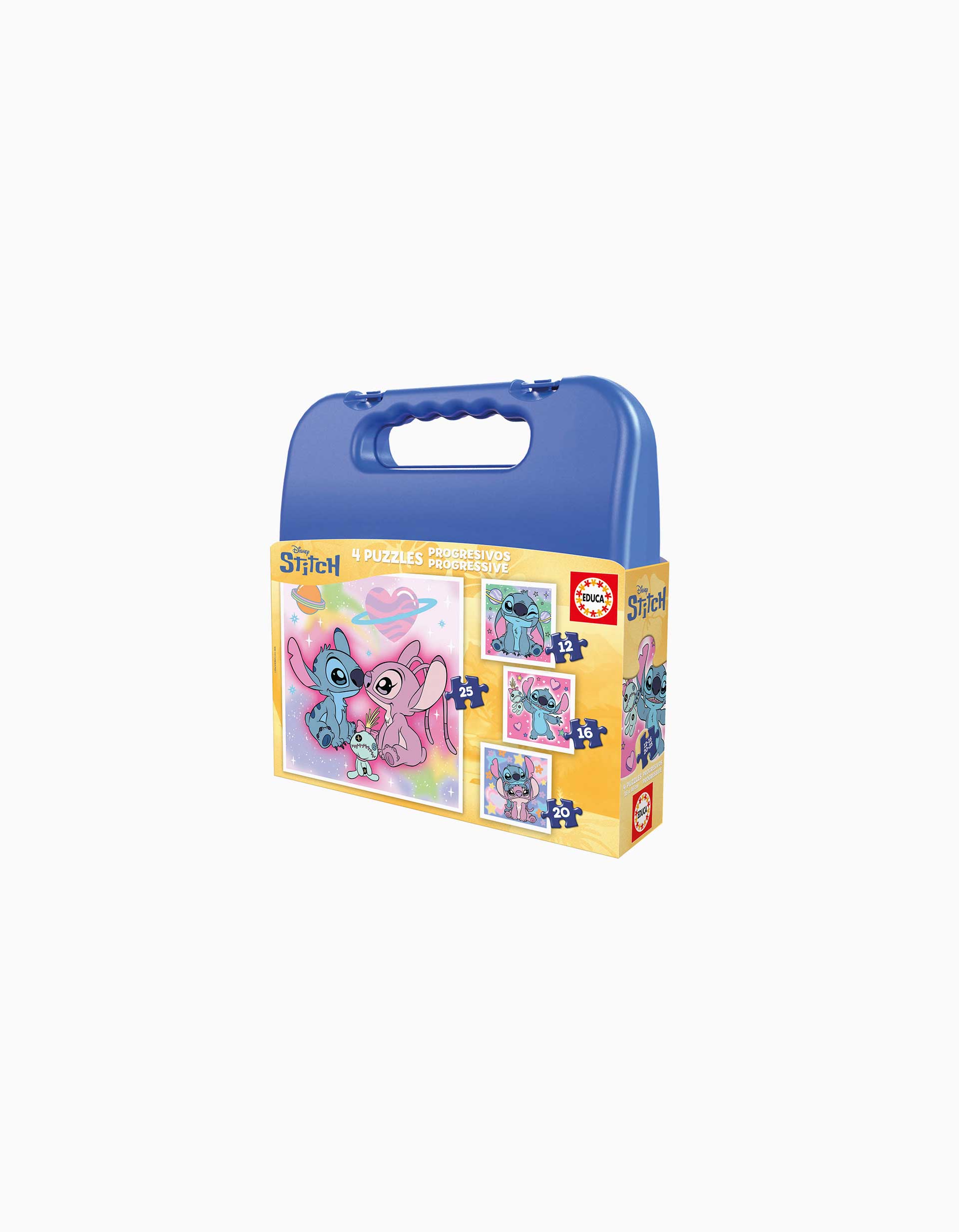 Mala com 4 Puzzles Progressivos Disney Stitch