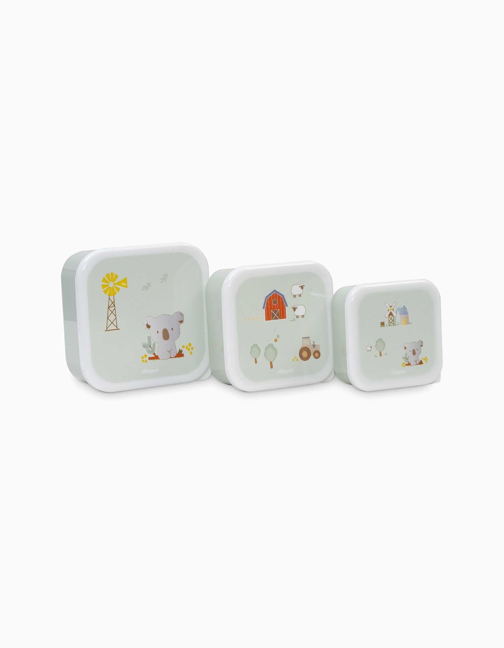 Pack de 3 Fiambreras Koala Interbaby, Verde