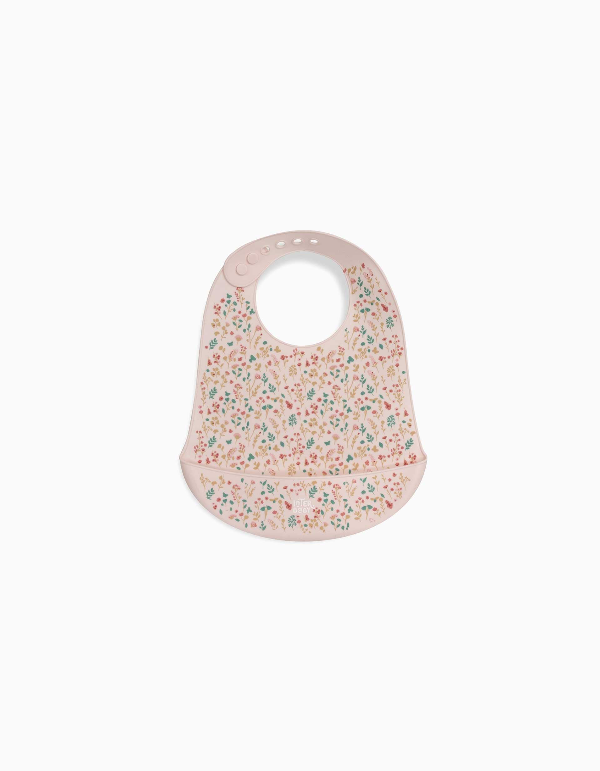 Babete de Silicone Flowers Interbaby, Rosa
