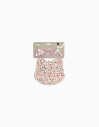 Babete de Silicone Flowers Interbaby, Rosa