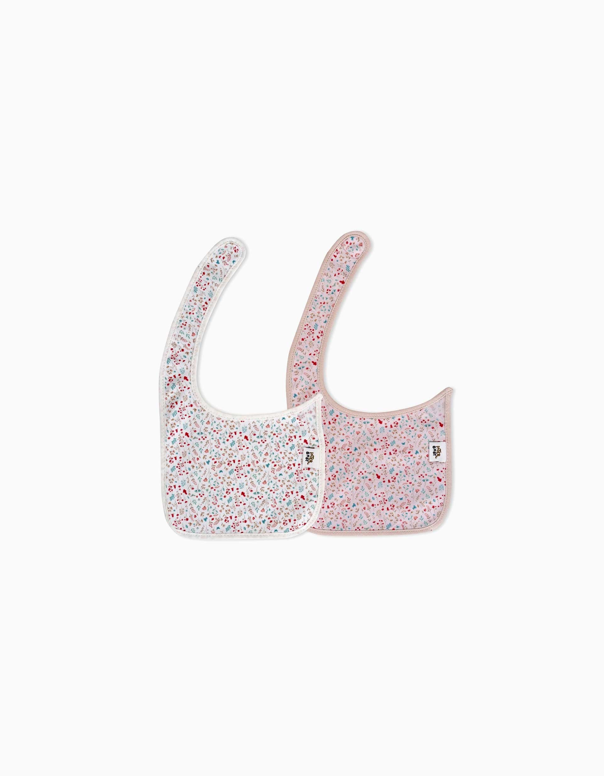 Pack de 2 Babetes Impermeáveis de Bambu Flores Interbaby 0M+