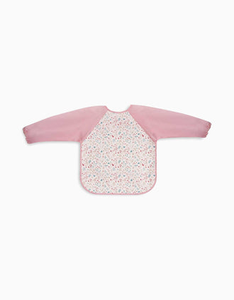 Babete Impermeável com Mangas Flores Interbaby, Rosa