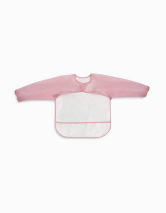 Babete Impermeável com Mangas Flores Interbaby, Rosa