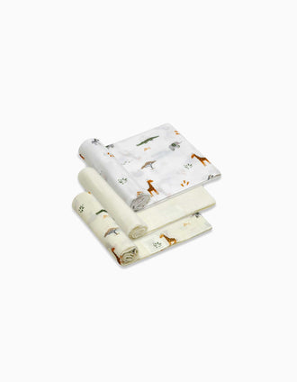 Pack de 3 Fraldas de Algodão Jirafa Savanna Interbaby 80x80 cm