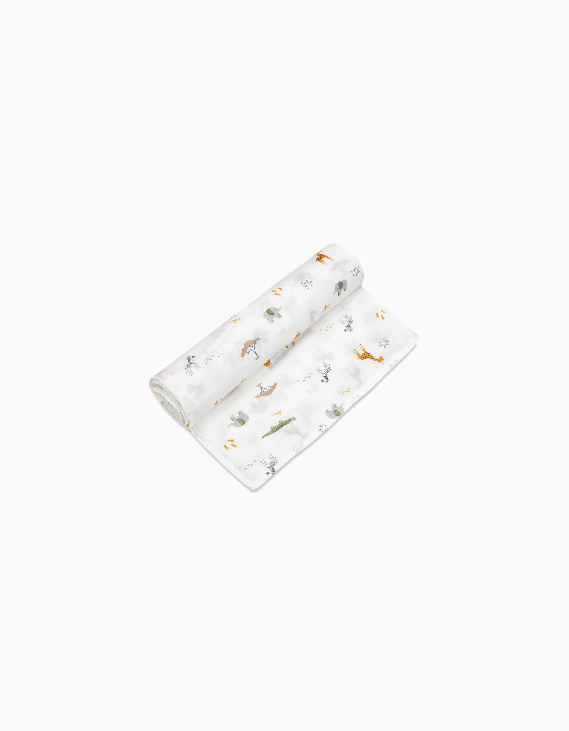 Fralda de Musselina Jirafa Savanna Interbaby 120x120 cm, Branco