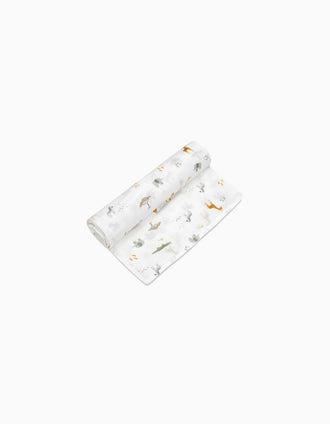 Fralda de Musselina Jirafa Savanna Interbaby 120x120 cm, Branco