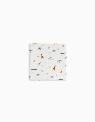 Fralda de Musselina Jirafa Savanna Interbaby 120x120 cm, Branco