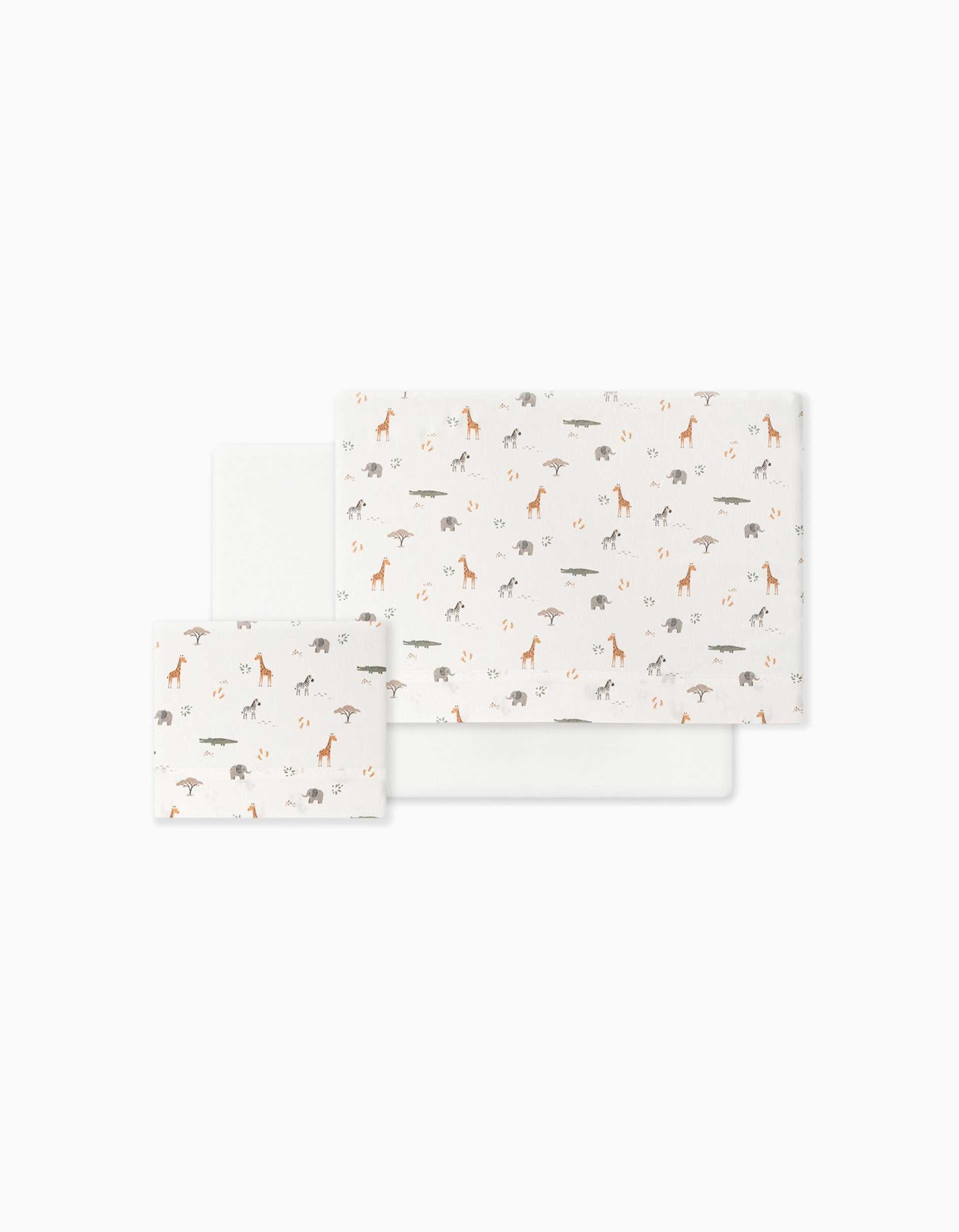 Conjunto de Lençóis de Algodão 3 Pcs Savanna Interbaby 40x80 cm