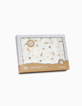 Conjunto de Lençóis de Algodão 3 Pcs Savanna Interbaby 40x80 cm