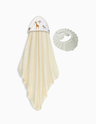 Toalla de Baño con Capucha Jirafa Savanna Interbaby 100x100 cm