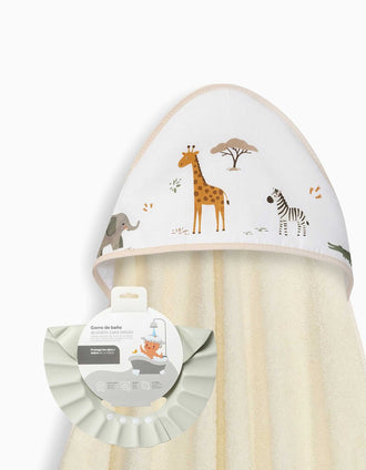 Toalla de Baño con Capucha Jirafa Savanna Interbaby 100x100 cm