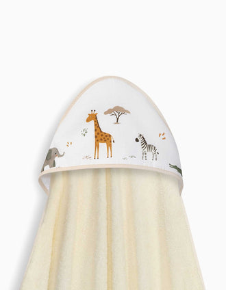 Toalla de Baño con Capucha Jirafa Savanna Interbaby 100x100 cm